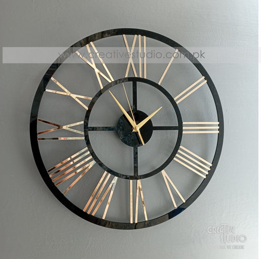 Acrylic Wall Clock Gold & Black Wall Clock